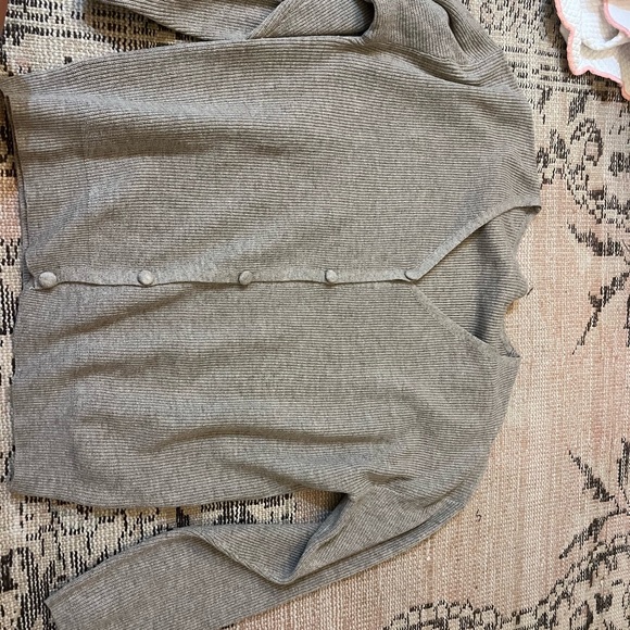 Gray Ribbed Cardigan Sweater - Picture 1 of 1